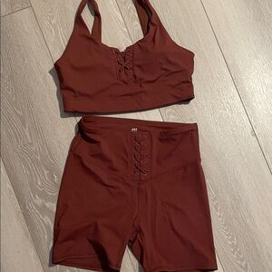 JoyLab Rust Sports Bra and Shorts Set